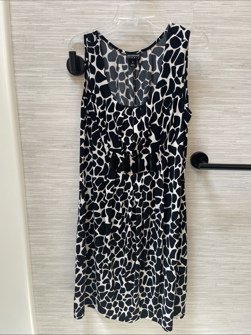 Enfocus Studio Black & White Animal-Print Sleeveless Mini Dress